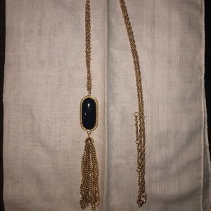 3🌻for$10 Gold and Black Stone Tassel Necklace